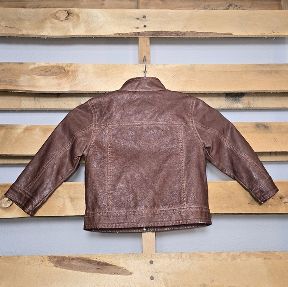 Brown Faux Leather Kids Jacket Size:3T - Picture 5 of 12